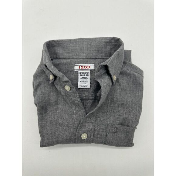 Izod Lacoste Women Button Down Shirt Sz M Pocket Accent Collared Gray - Picture 3 of 7